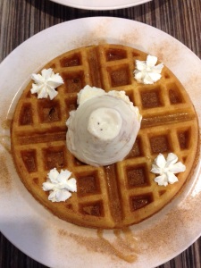 Renee's choice of waffle - with cinnamon and honey butter ice cream topping: